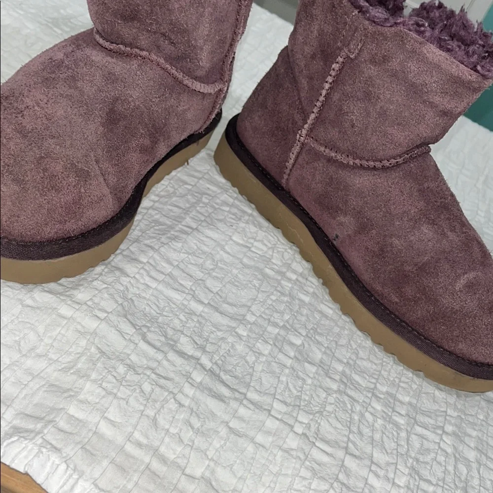 Uggs boots‎ Women's Suede Ankle Boots - Purple Mini Bailey Button Gem Classic